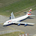 Aerial picture of British Airways Boeing 747 Jumbo jet at Heathrow airport