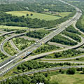 Aerial view of motorway junction