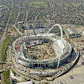 Aerial picture of Wembley stadium under construction