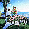 Chef with tropical fish at Royal Palm, Mauritius