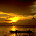 Canoe in sunset silhouette, Siberut, Mentawaii