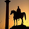 Silhouette of Nelson���s Column with statue in Trafalgar Square